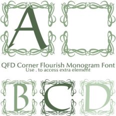 qfd corner flourish monogram font
