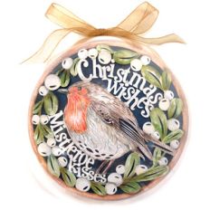 christmas wishes robin ornament