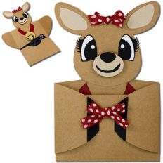 girl reindeer hug gift card holder