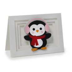 snowy penguin shadow box card