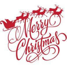 merry christmas santa reindeer silhouette