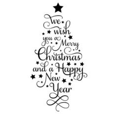 christmas and new year word tree