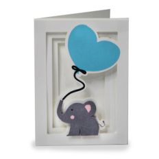 baby elephant shadow box card