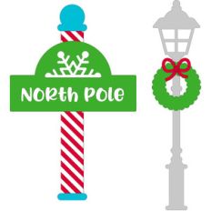 lamp post and sign - christmas town