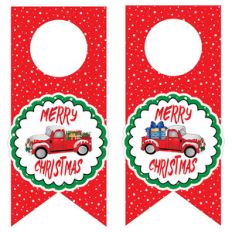 red truck christmas wine bottle tag