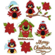 christmas cardinals sticker / diecut set