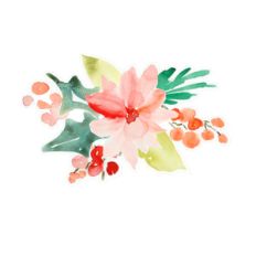 watercolor winter poinsettia bouquet