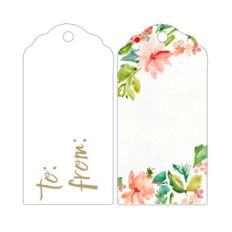 watercolor flowers christmas gift tag