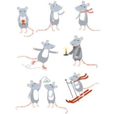winter holiday mice stickers