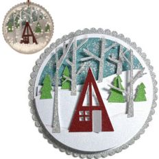 winter chalet scene ornament