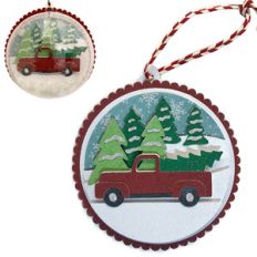 winter truck scene ornament
