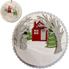 winter house scene ornament