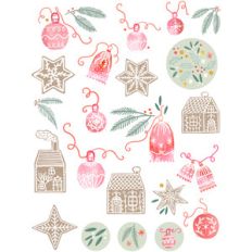 gingerbread and baubles stickers