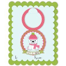 a2 card with polar bear wine tag