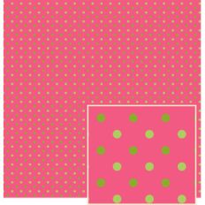 pinkwith green polka dots pattern