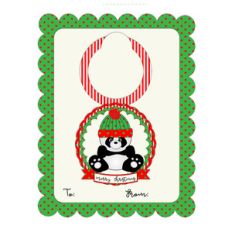 a2 card with panda bear wine tag