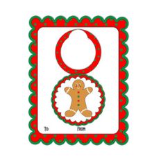 a2 card with gingerbread man wine tag