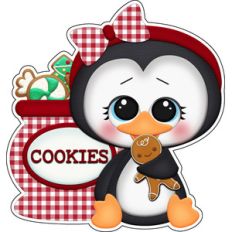 baking for santa penguin with cookies sticker / die cut