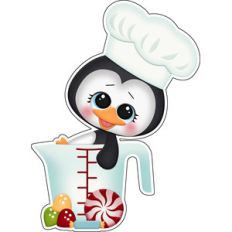 baking for santa penguin in measuring cup sticker / die cut