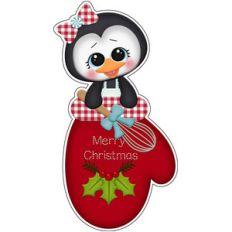 baking for santa penguin in oven mitt sticker / die cut