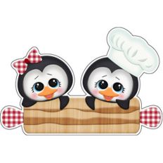 baking for santa penguins with rolling pin sticker / die cut