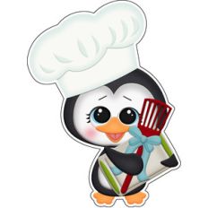 baking for santa penguin with cookie sheets sticker / die cut