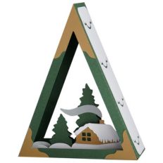 winter cabin in the forest tree ornament