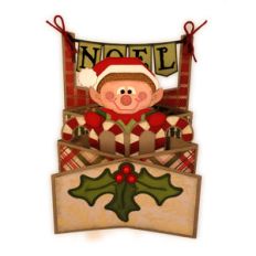 elf peeking dble cascade 5x7 card