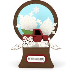 snowglobe box card red truck