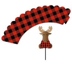 buffalo plaid moose cupcake wrapper and topper