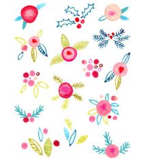 winter leaves and berries stickers