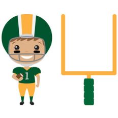 football player and goalpost
