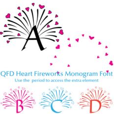 qfd heart fireworks monogram font