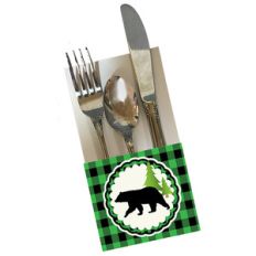 buffalo plaid silverware holder