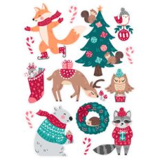 winter woodland animal christmas stickers