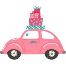 beetle car with christmas presents