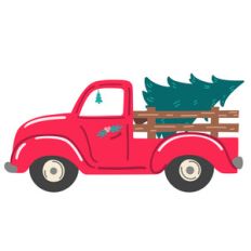 red christmas tree truck