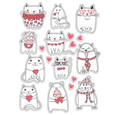 ml lined love cats stickers