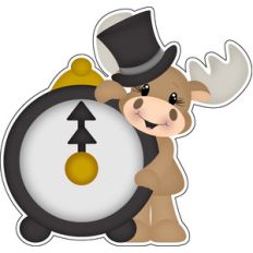 new years moose with clock