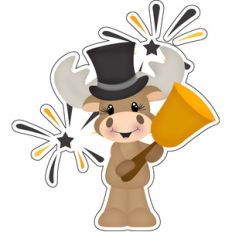 new years moose with bell and fireworks