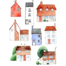 watercolor house stickers