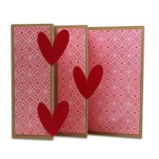 three heart accordion card