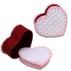 doily heart shaped box