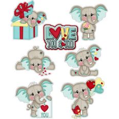 love you a ton elephant stickers / die cuts valentine / baby boy
