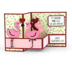 pop up box card valentine flamingo