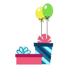 birthday presents with balloons