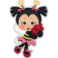 bee mine valentines girl bee holding hearts sticker die cut