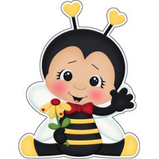 bee mine valentines boy bee holding flower sticker die cut