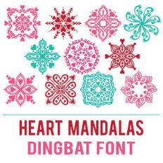 heart mandalas dingbat font