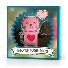 shadow box card scene valentine cat